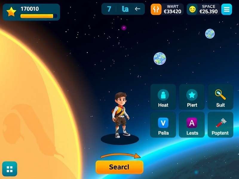 Stellar Blaze Quest gameplay screenshot showing space exploration